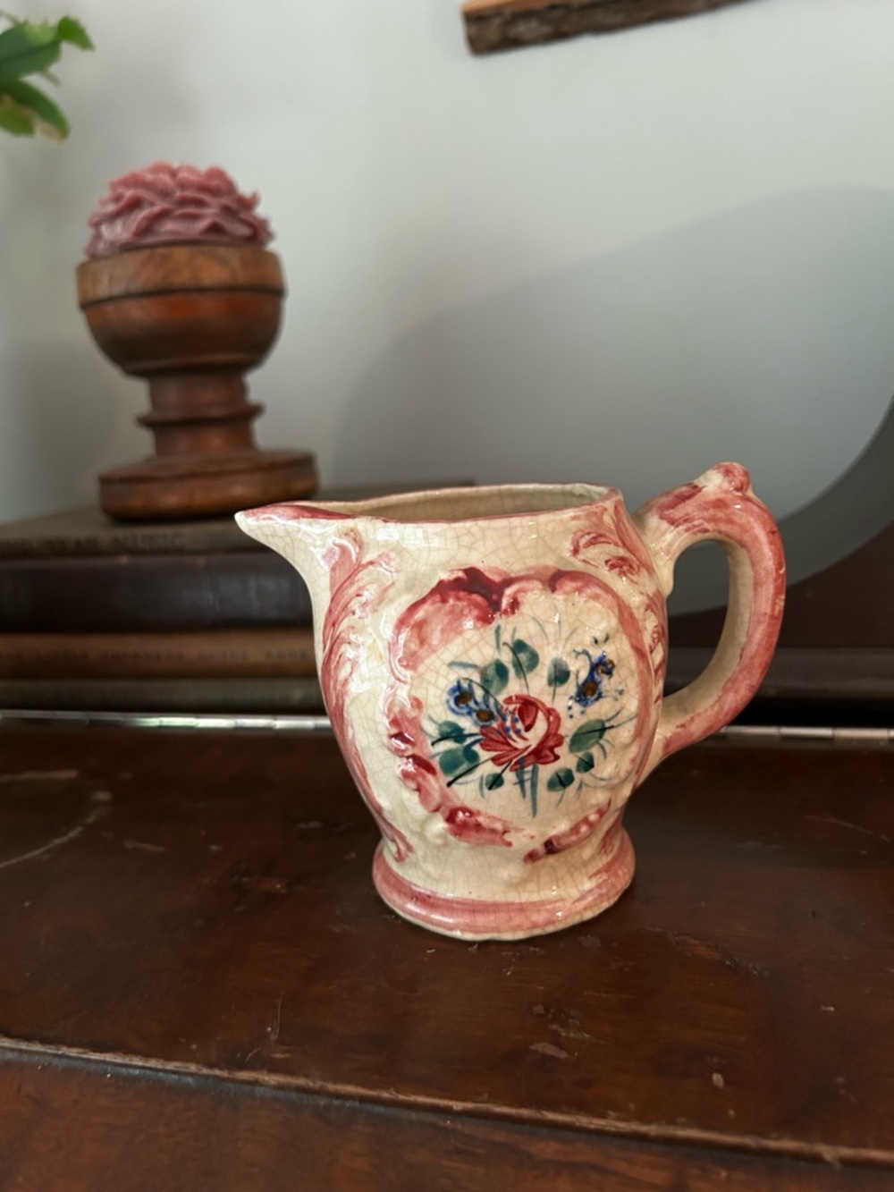 Vintage Floral 1940’s Japanese porcelain Pitcher - Pink and Cream Home Art